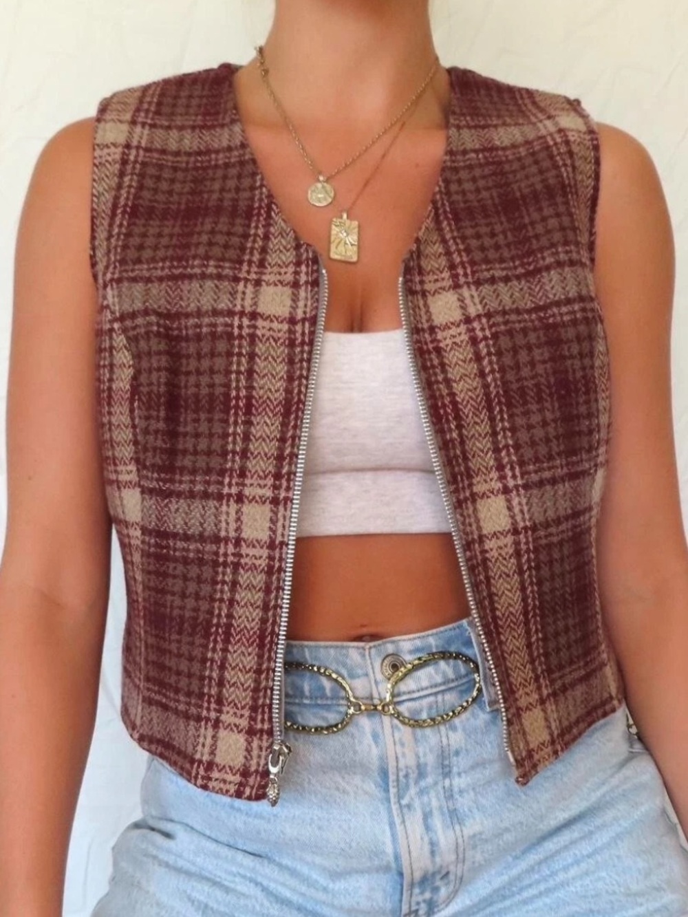 G.H. Bass & Co. Plaid Wool Zip Vest
